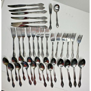 Custom Craft Engraved O Stainless Flatware Replacement 38 Pc Spoon Fork Knife